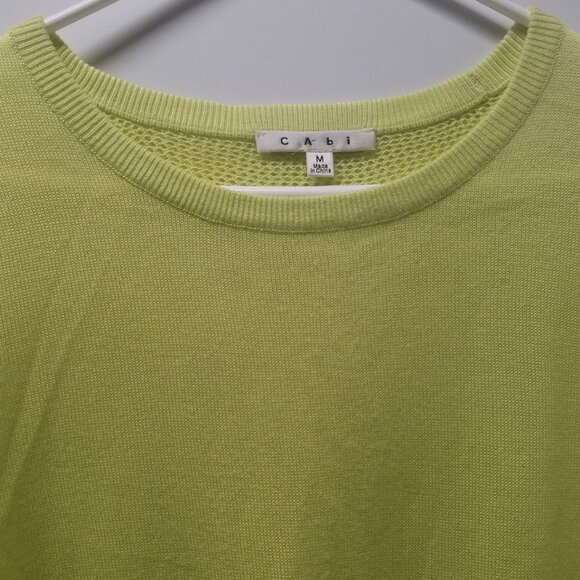 CAbi #199 Split Back Pullover Sweater in Lemon Lime - Picture 6 of 15